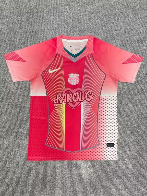Barca Camisetas de Futbol Fans Version 2025-2026 Barcelona Karol G Version Red Soccer Jersey