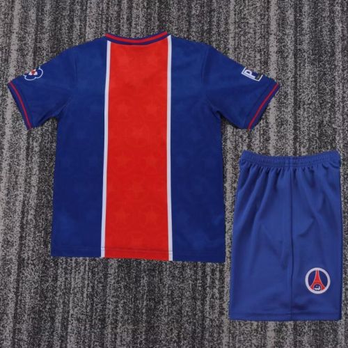 Retro Youth Uniform Kids Kit 1995-1996 PSG Home Soccer Jersey Shorts Vintage Child Football Set