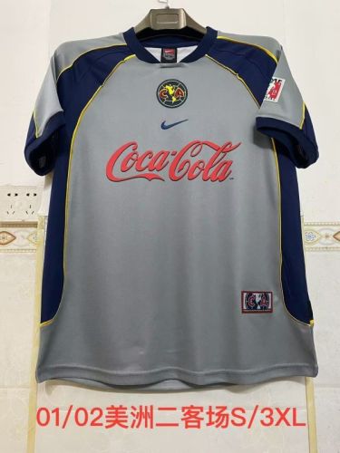 Retro Jersey 2001-2002 Club America Aguilas Third Away Grey Soccer Jersey Vintage Football Shirt
