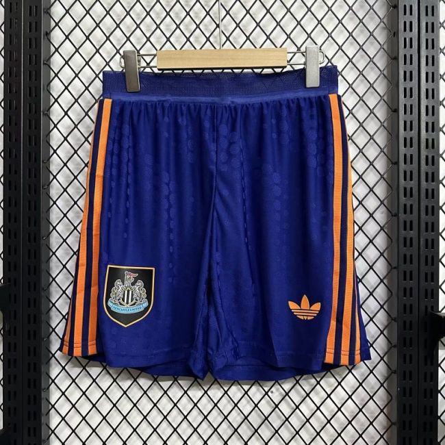 Player Version 2025-2026 Newcastle United Away Blue Soccer Shorts Football Shorts