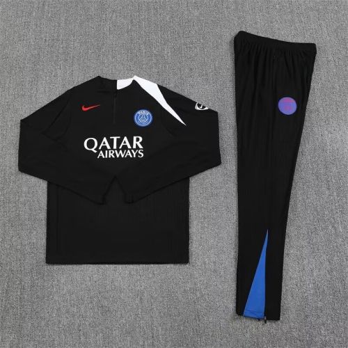 2025-2026 PSG Black/White Soccer Training Sweater and Pants Football Kit