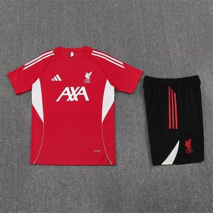Adult Uniform 2025-2026 Liverpool Red/White Soccer Training Jersey and Shorts Football Kits