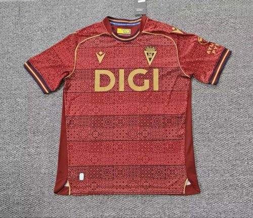 Fans Version CADIZ 2025-2026 Cadiz Away Red Soccer Jersey Football Shirt