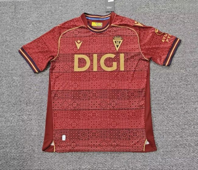 Fans Version CADIZ 2025-2026 Cadiz Away Red Soccer Jersey Football Shirt