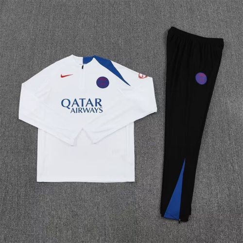 2025-2026 PSG White/Blue Soccer Training Sweater and Pants Football Kit
