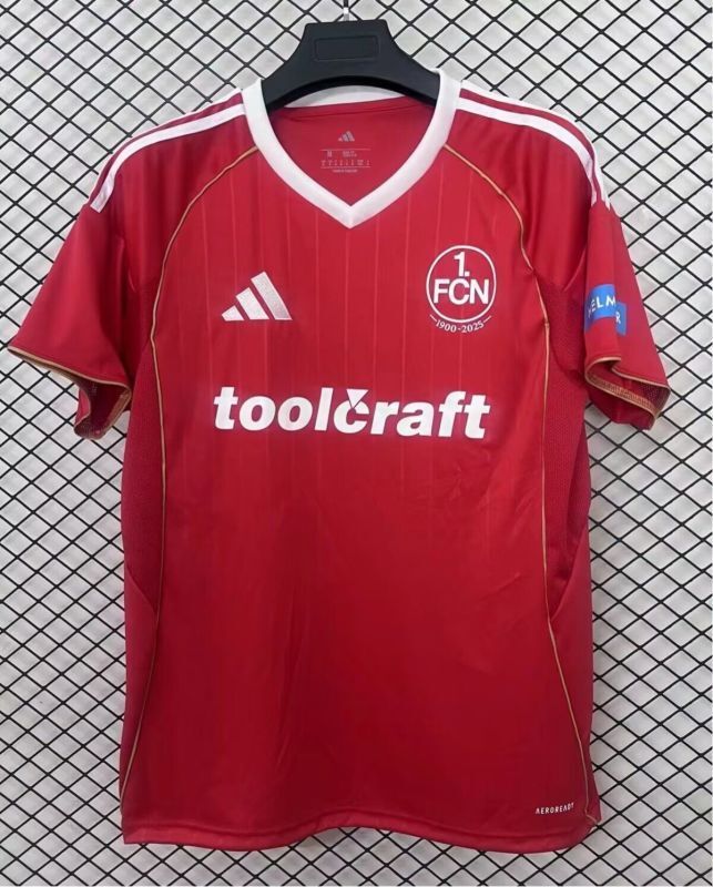Fan Version 2025-2026 1. FC Nürnberg Third Away Red Soccer Jersey Nurnberg Football Shirt