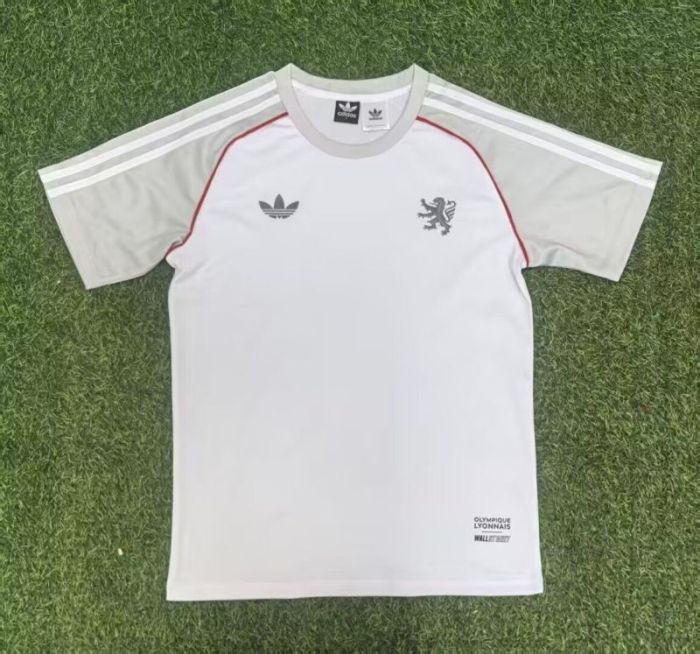 Fan Version 2025-2026 Lyon White/Grey Soccer Training Jersey Olympique Lyonnais Football Shirt