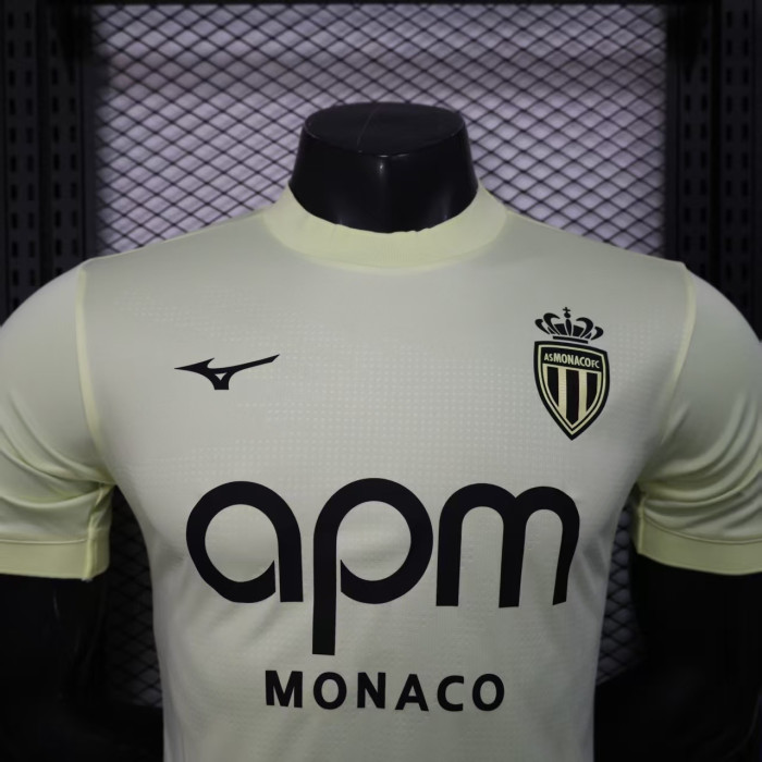 Player Version 2025-2026 AS Monaco Third Away Light Gold Soccer Jersey Football Shirt