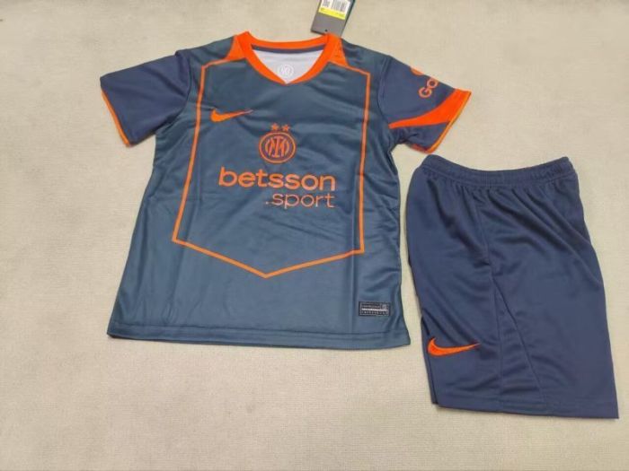 Youth Uniform Kids Kit 2025-2026 Inter Milan Third Away Soccer Jersey Shorts Child Football Set