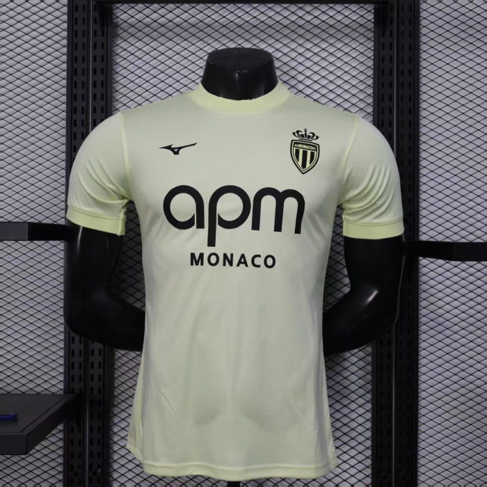 Player Version 2025-2026 AS Monaco Third Away Light Gold Soccer Jersey Football Shirt