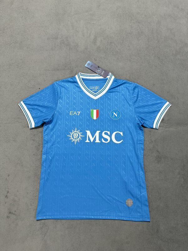 with Scudetto Patch Fan Version 2025-2026 Calcio Napoli UCL Version Home Blue Football Shirt Napoles Soccer Jersey