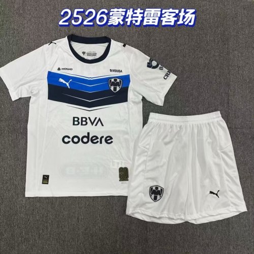 Adult Uniform 2025-2026 Monterrey Away White Soccer Jersey Shorts Men's Football Kit