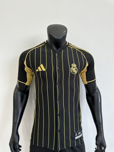 2025-2026 Real Madrid Black/Gold Baseball Jersey MLB Shirt