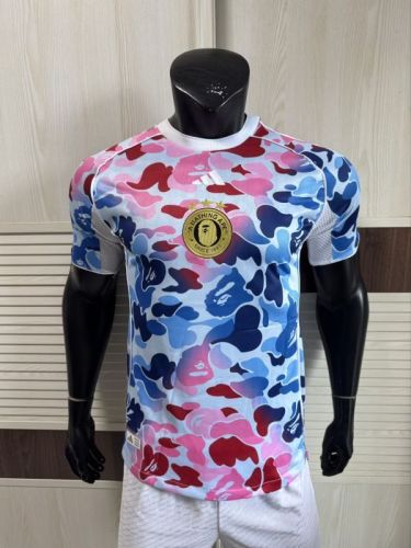 Player Version 2025 AD X Bape Soccer Training T-shirt Casual Football Shirt