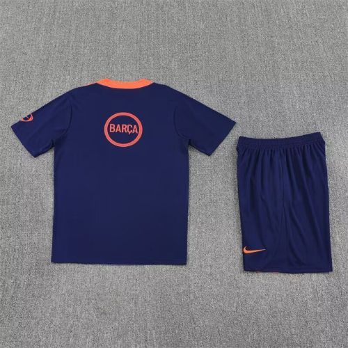Adult Uniform 2025-2026 Barcelona Dark Blue/Orange Soccer Training Jersey and Shorts Football Kits