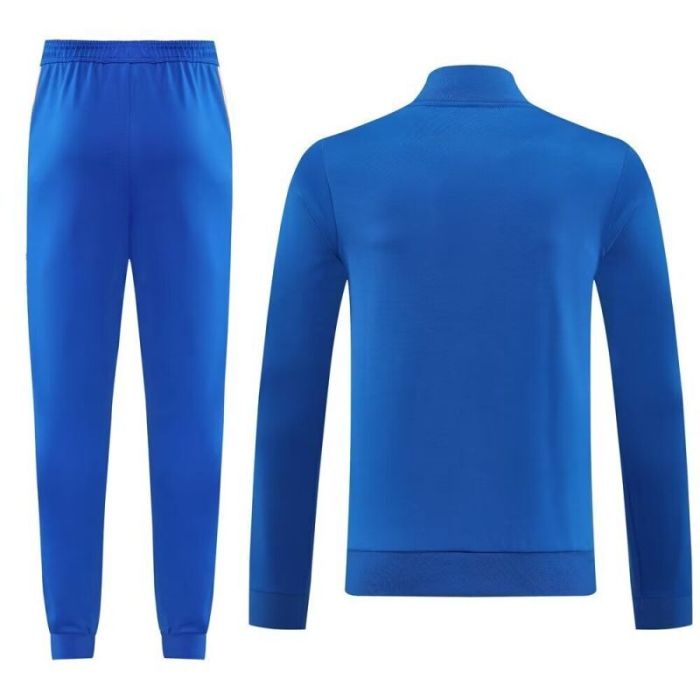 Adult 2025-2026 Real Madrid Blue/White Soccer Jacket and Long Pants Football Tracksuit