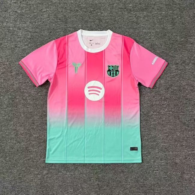 Barca Camisetas de Futbol Fans Version 2025-2026 Barcelona Pink/Green Soccer Jersey