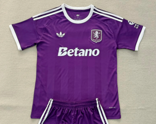 with Sponor Logo Fan Version 2025-2026 Aston Villa Purple Goalkeeper Football Shirt Soccer Jersey