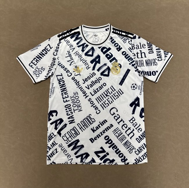 Fans Version 2025-2026 Real Madrid White/Black Special Edition Soccer Jersey Real Football Shirt