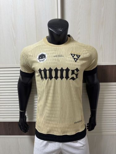 with Front Lettering Player Version 2025-2026 AD Apeshit Yellow Soccer Jersey Football Shirt