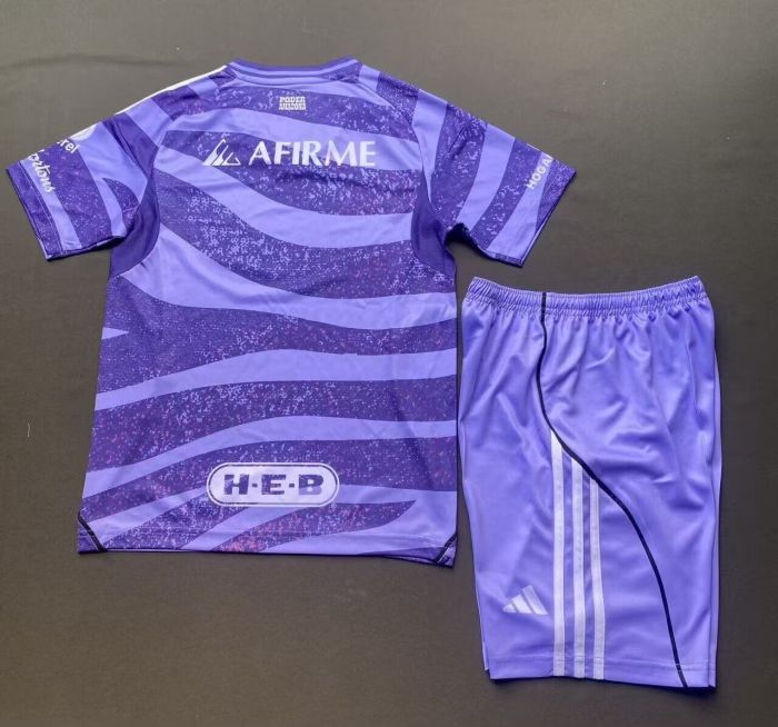 Youth Uniform Kids Kit 2025-2026 Tigres Purple Special Edition Soccer Jersey Shorts Child Football Set