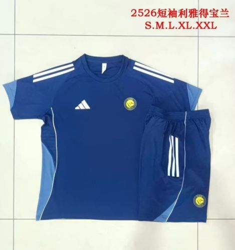 Adult Uniform 2025-2026 Al Nassr Dark Blue Soccer Training Jersey and Shorts Football Kits