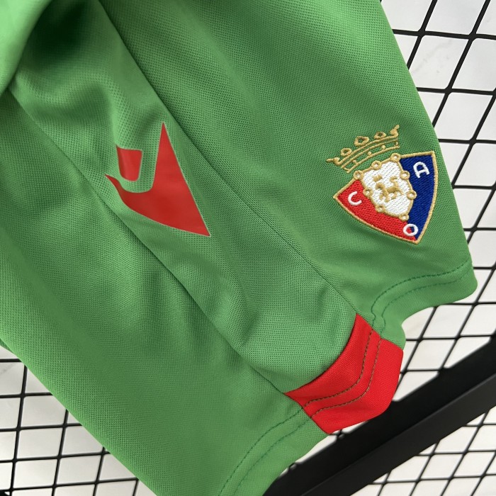 Youth Uniform Kids Kit Osasuna 2025-2026 Away Green Soccer Jersey Shorts Child Football Set