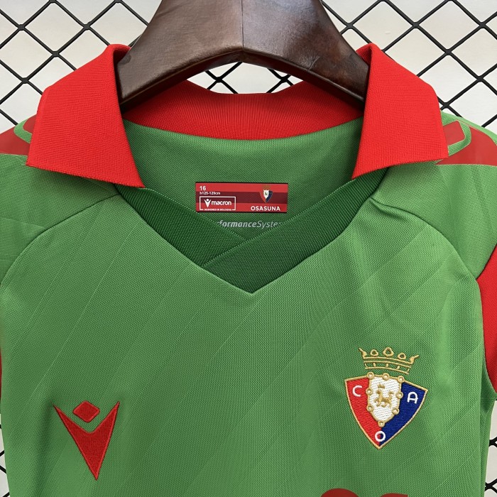 Youth Uniform Kids Kit Osasuna 2025-2026 Away Green Soccer Jersey Shorts Child Football Set