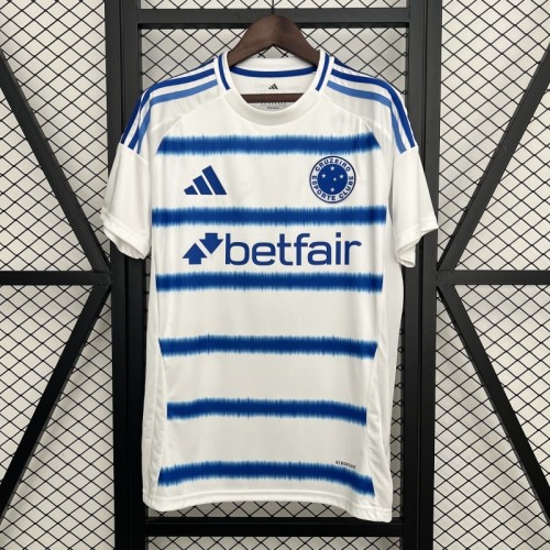 Fan Version 2025-2026 Cruzeiro Away White Football Shirt Soccer Jersey