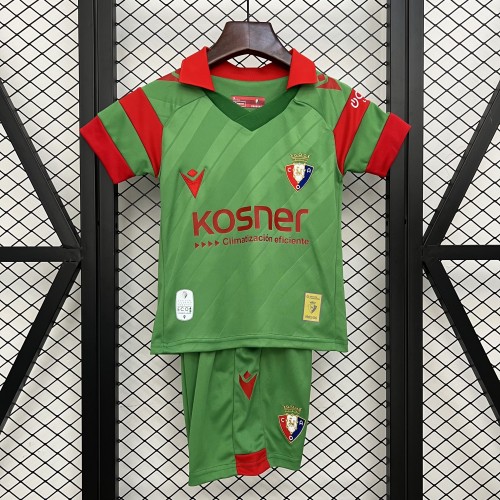 Youth Uniform Kids Kit Osasuna 2025-2026 Away Green Soccer Jersey Shorts Child Football Set