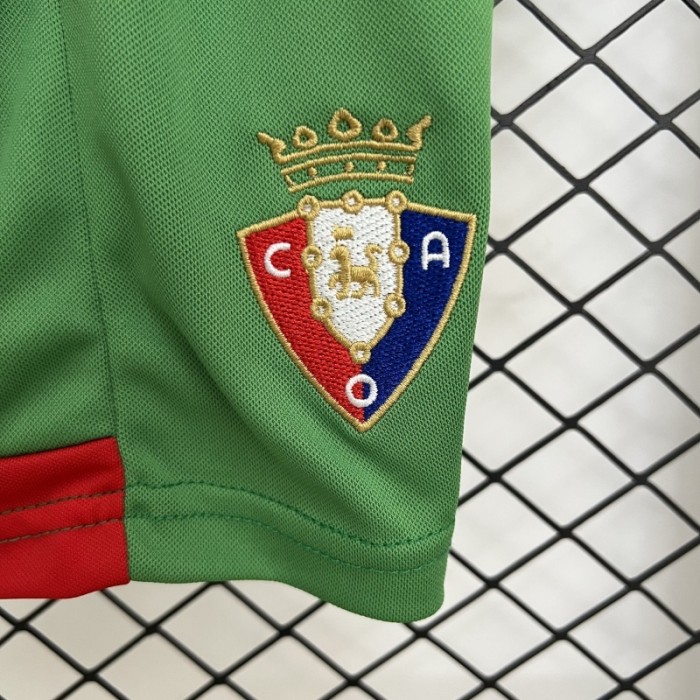 Youth Uniform Kids Kit Osasuna 2025-2026 Away Green Soccer Jersey Shorts Child Football Set
