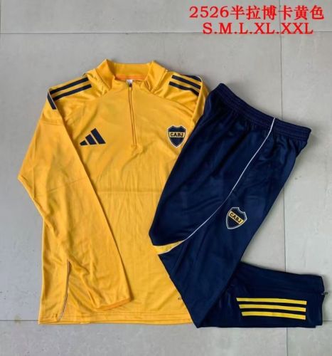 2025-2026 Boca Juniors Yellow Soccer Training Sweater and Pants Football Kit