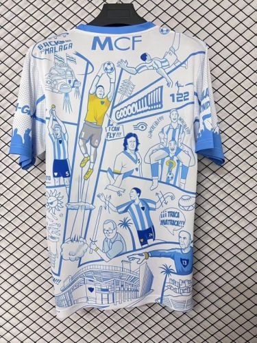 Fan Version 2025-2026 Malaga White/Blue Soccer Jersey Football Shirt