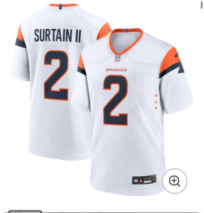 Men's Patrick Surtain II White Denver Broncos Mile High Collection Game Jersey