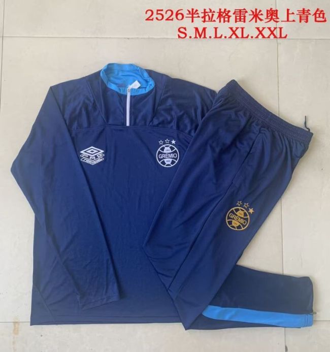 2025-2026 Gremio Dark Blue Soccer Training Sweater and Pants Football Kit
