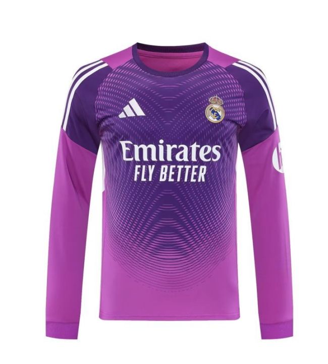 Long Sleeve Fan Version 2025-2026 Real Madrid Purple Goalkeeper Soccer Jersey Real Football Shirt
