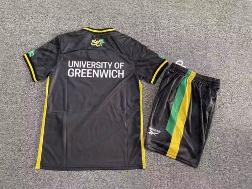 Youth Uniform Kids Kit 2025-2026 Charlton Third Away Black Soccer Jersey Shorts Child Football Set