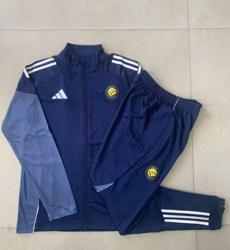 Adult 2025-2026 Al Nassr Dark Blue Soccer Jacket and Long Pants Football Tracksuit