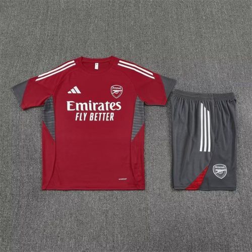 Adult Uniform 2025-2026 Arsenal Red/Grey Soccer Training Jersey and Shorts Football Kits