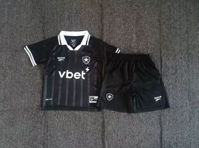 Youth Uniform Kids Kit 2025-2026 Botafogo Away Black Soccer Jersey Shorts Child Football Set