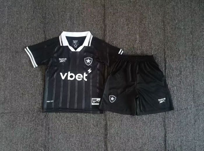 Youth Uniform Kids Kit 2025-2026 Botafogo Away Black Soccer Jersey Shorts Child Football Set