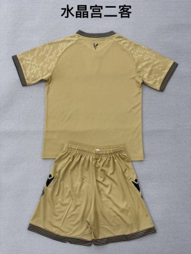 without Sponor Logo Youth Uniform Kids Kit 2025-2026 Crystal Palace Third Away Gold Soccer Jersey Shorts Child Football Set