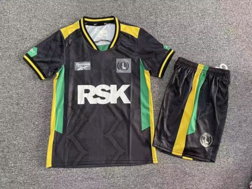 Youth Uniform Kids Kit 2025-2026 Charlton Third Away Black Soccer Jersey Shorts Child Football Set