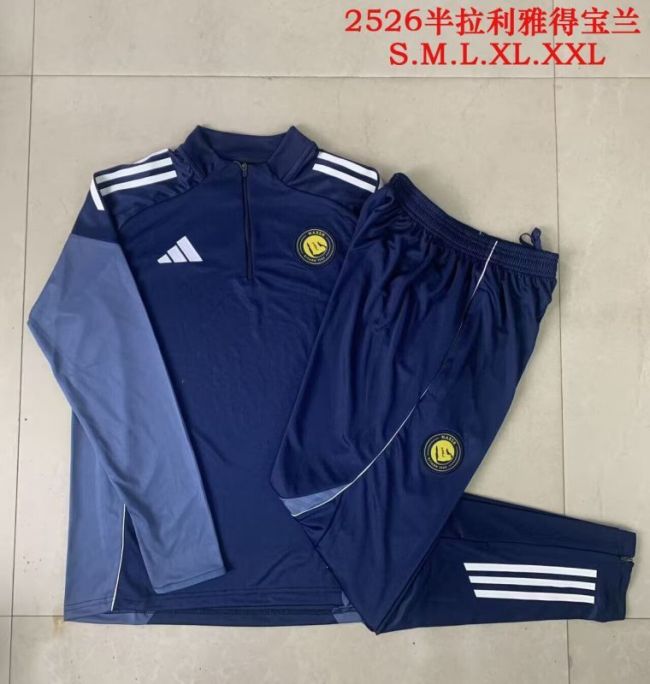 2025-2026 Al Nassr Dark Blue Soccer Training Sweater and Pants Football Kit