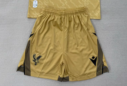 Fan Version 2025-2026 Crystal Palace Third Away Gold Soccer Shorts Football Shorts