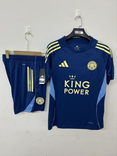 Youth Uniform Kids Kit Leicester City 2025-2026 Dark Blue Soccer Training Jersey Shorts Child Football Set
