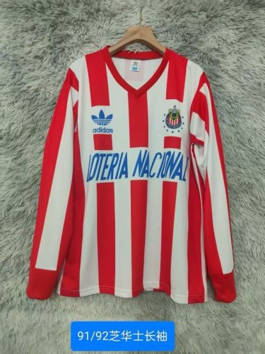 Long Sleeve Retro Jersey 1991-1992 Chivas Home Soccer Jersey Vintage Football Shirt