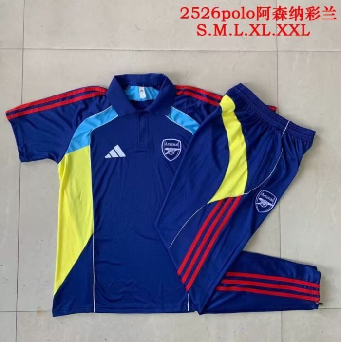 2025-2026 Arsenal Dark Blue Soccer Polo and Pants Football Kit