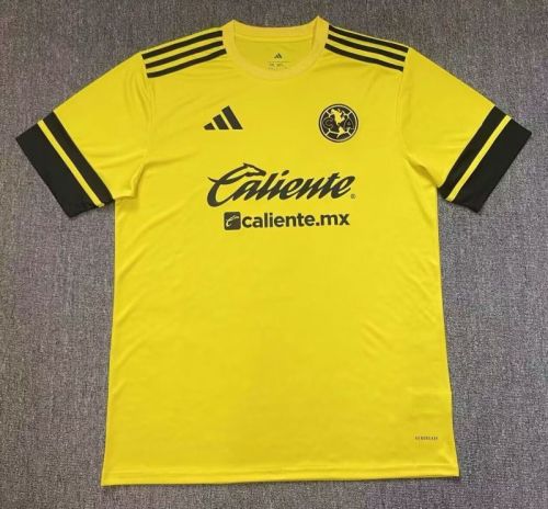 Fan Version 2025-2026 Club America Aguilas Yellow Soccer Jersey Football Pre-match Shirt