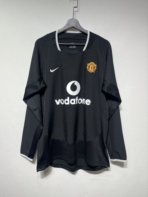Long Sleeve Retro Jersey 2003-2004 Manchester United Away Black Vintage Soccer Jersey